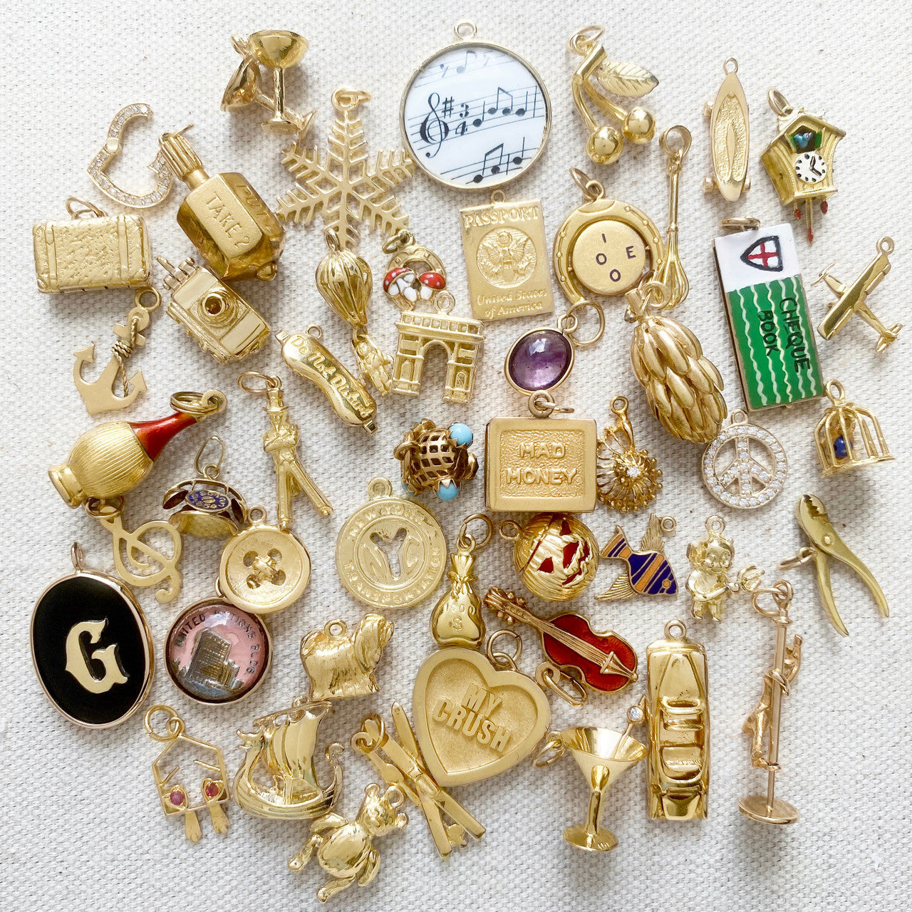 variety of unique charms